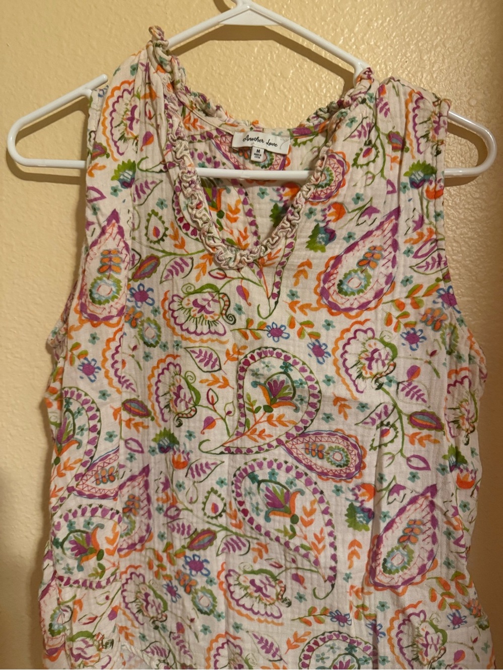 Another Love White Paisley Tank with Multicolor Print